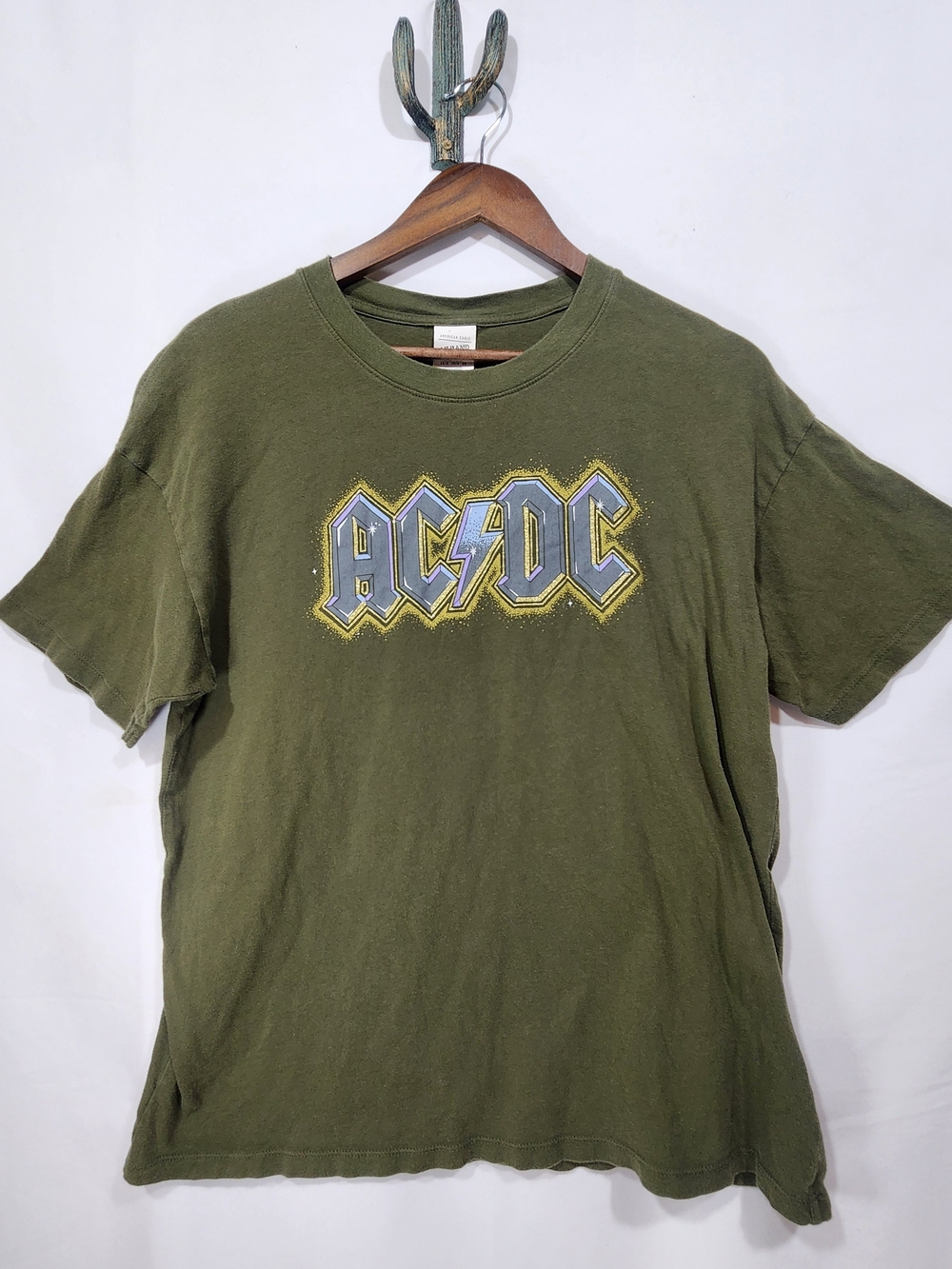 American Eagle Outfitters Olive Green AC/DC Graphic Tee
